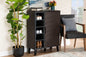Baxton Studio Idina Mid-Century Modern Two-Tone Dark Brown and Grey Finished Wood 1-Door Shoe Cabinet