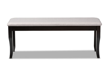 Baxton Studio Cornelie Modern and Contemporary Transitional Grey Fabric Upholstered and Dark Brown Finished Wood Dining Bench