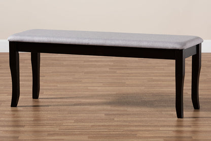 Baxton Studio Cornelie Modern and Contemporary Transitional Grey Fabric Upholstered and Dark Brown Finished Wood Dining Bench