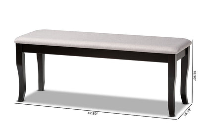 Baxton Studio Cornelie Modern and Contemporary Transitional Grey Fabric Upholstered and Dark Brown Finished Wood Dining Bench