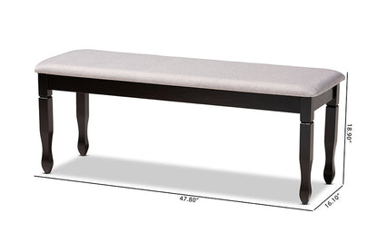 Baxton Studio Corey Modern and Contemporary Grey Fabric Upholstered and Dark Brown Finished Wood Dining Bench