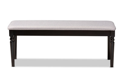 Baxton Studio Giovanni Modern and Contemporary Grey Fabric Upholstered and Dark Brown Finished Wood Dining Bench