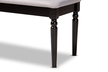 Baxton Studio Giovanni Modern and Contemporary Grey Fabric Upholstered and Dark Brown Finished Wood Dining Bench