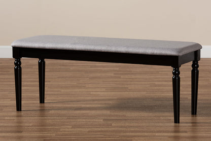 Baxton Studio Giovanni Modern and Contemporary Grey Fabric Upholstered and Dark Brown Finished Wood Dining Bench