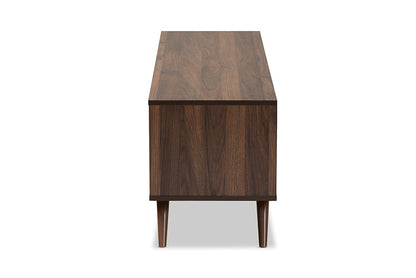 Baxton Studio Naoki Modern and Contemporary Two-Tone Grey and Walnut Finished Wood 2-Door TV Stand
