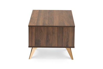 Baxton Studio Edel Mid-Century Modern Walnut Brown and Gold Finished Wood Coffee Table