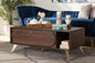 Baxton Studio Edel Mid-Century Modern Walnut Brown and Gold Finished Wood Coffee Table