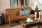 Baxton Studio Sorrento Mid-Century Modern Tan Faux Leather Upholstered and Walnut Brown Finished Wood Sofa