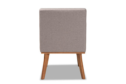 Baxton Studio Odessa Mid-Century Modern Grey Fabric Upholstered and Walnut Brown Finished Wood Dining Chair