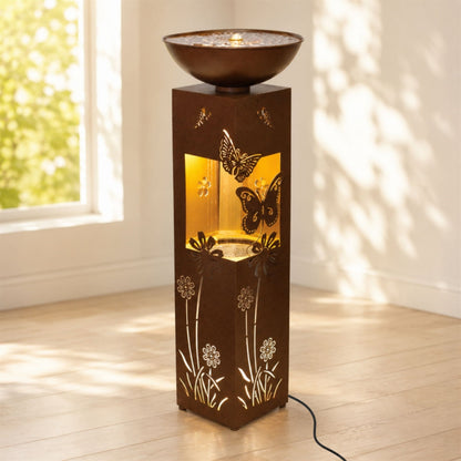 Floral and Butterfly Illuminated Fountain 36"H