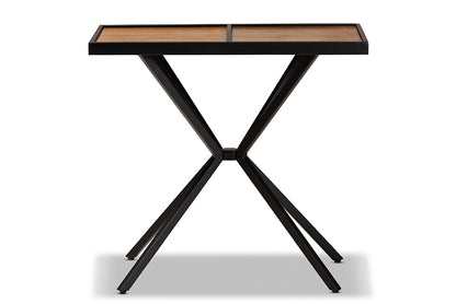 Baxton Studio Carlo Modern and Contemporary Walnut Finished Wood and Black Finished Metal Console Table