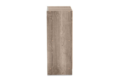 Baxton Studio Langston Modern and Contemporary Weathered Oak Finished Wood 2-Door Shoe Cabinet