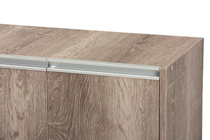 Baxton Studio Langston Modern and Contemporary Weathered Oak Finished Wood 2-Door Shoe Cabinet