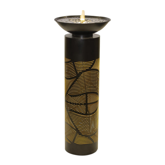 Illuminated Cut-Out Metal Leaf Pattern Fountain 36"H