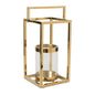 Stainless Steel Box Lantern with Glass Insert 19"H