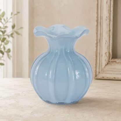 Scalloped Ribbed Glass Vase (Set of 2)