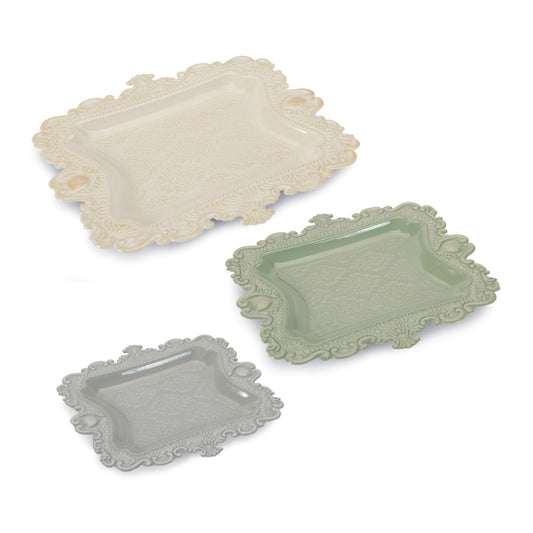 Ornate Embossed Decorative Tray (Set of 3)