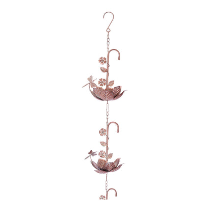Iron Dragonfly Floral Rain Chain 74"L