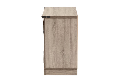 Baxton Studio Wayne Modern Contemporary Farmhouse Oak Brown Finished Wood 2-Door Shoe Storage Cabinet