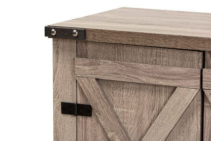 Baxton Studio Wayne Modern Contemporary Farmhouse Oak Brown Finished Wood 2-Door Shoe Storage Cabinet