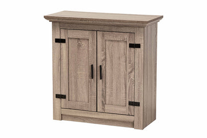 Baxton Studio Bruce Modern Contemporary Farmhouse Oak Brown Finished Wood 2-Door Shoe Storage Cabinet