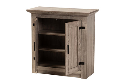 Baxton Studio Bruce Modern Contemporary Farmhouse Oak Brown Finished Wood 2-Door Shoe Storage Cabinet
