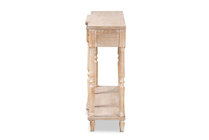 Baxton Studio Hallan Classic and Traditional French Provincial Rustic Whitewashed Oak Brown Finished Wood 3-Drawer Console Table