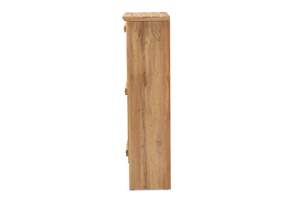 Baxton Studio Eren Modern and Contemporary Farmhouse Natural Oak Brown Finished Wood 1-Door Shoe Cabinet