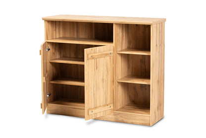 Baxton Studio Eren Modern and Contemporary Farmhouse Natural Oak Brown Finished Wood 2-Door Dining Room Sideboard Buffet