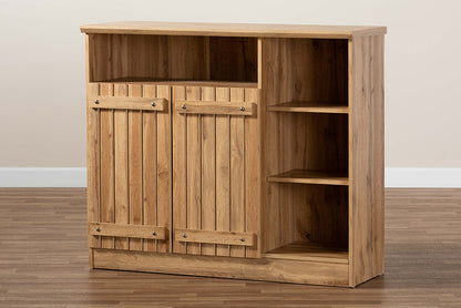 Baxton Studio Eren Modern and Contemporary Farmhouse Natural Oak Brown Finished Wood 2-Door Dining Room Sideboard Buffet