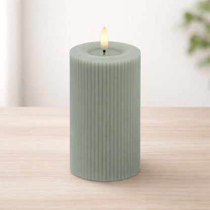FIA Wick Sage Ribbed Pillar Candle (Set of 2)