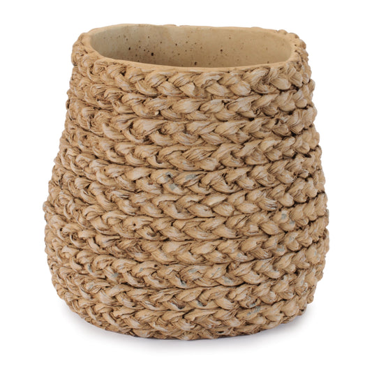 Braided Weave Cement Vase 7"D