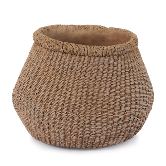Braided Weave Cement Vase 9"D