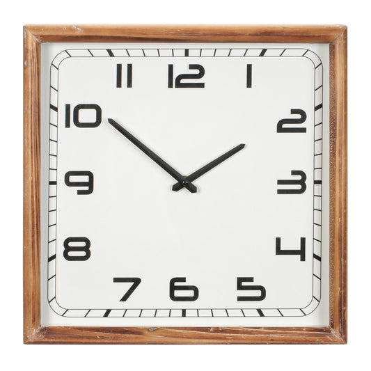 Square Wood Frame Wall Clock 16"SQ