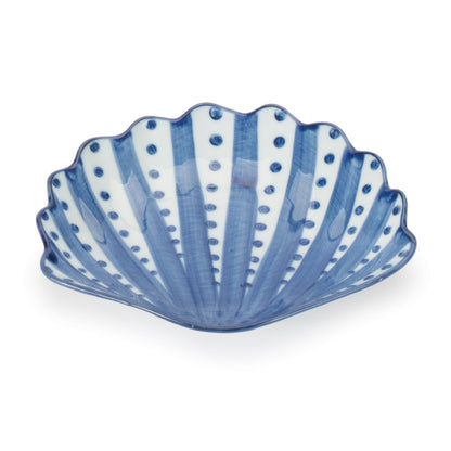 Blue Stripe & Polka Dot Shell Porcelain Plate (Set of 6)