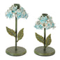 Sculpted Metal Hydrangea Taper Candle Holder (Set of 2)