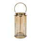 Wavy Amber Glass Lantern 15.5"H