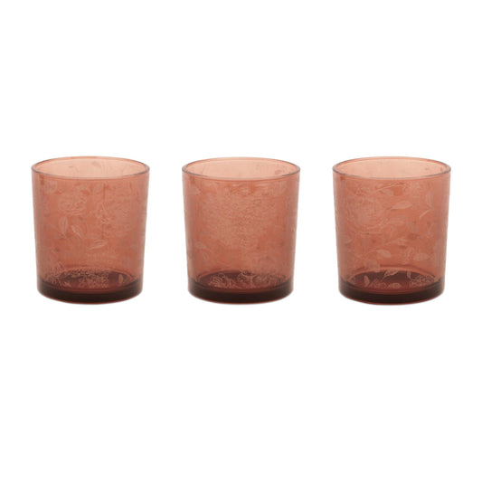 Amber Floral Print Votive Holder (Set of 3)