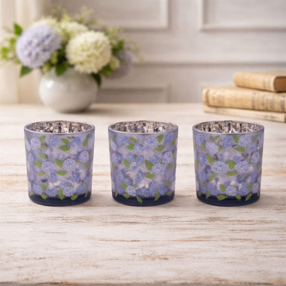 Frosted Hydrangea Print Votive Holder (Set of 3)