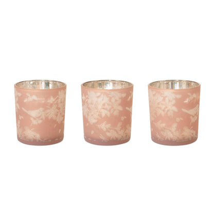 Bird and Floral Print Votive Holder (Set of 3)