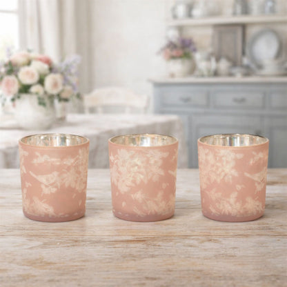 Bird and Floral Print Votive Holder (Set of 3)