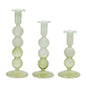 Green Glass Taper Candle Holder (Set of 3)