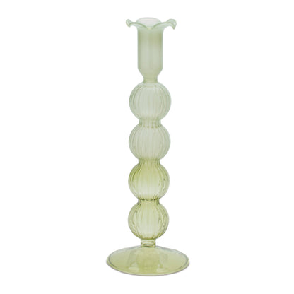 Green Glass Taper Candle Holder (Set of 3)