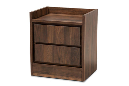 Baxton Studio Hale Modern and Contemporary Walnut Brown Finished Wood 1-Door Nightstand