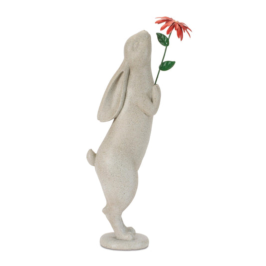 Rabbit with Flower Statue (Set of 2)