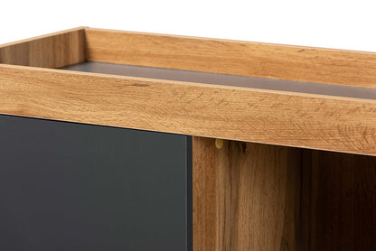Baxton Studio Caspian Modern and Contemporary Two-Tone Grey and Oak Brown Finished Wood Shoe Cabinet