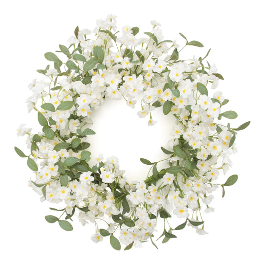 Mini Lavender and Daisy Floral Wreath 22 Inch