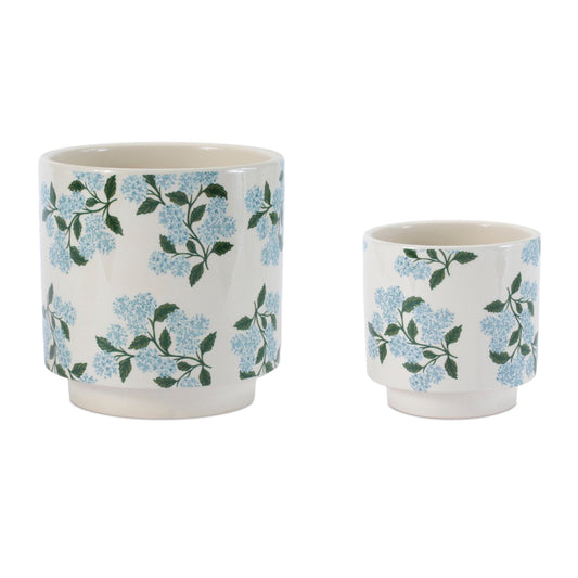 Hydrangea Floral Pattern Planter (Set of 2)