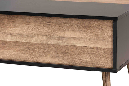Baxton Studio Jensen Modern and Contemporary Two-Tone Black and Rustic Brown Finished Wood Lift Top Coffee Table with Storage Compartment
