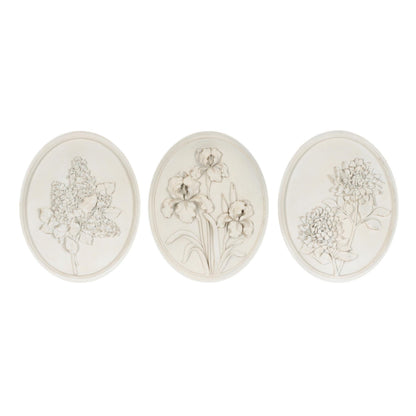 Sculpted Flower Plaque (Set of 3)